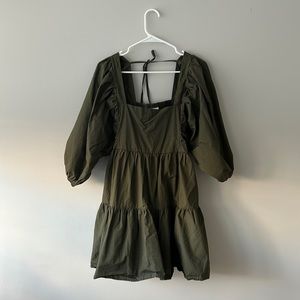 A New Day puff sleeve mini dress - army green
